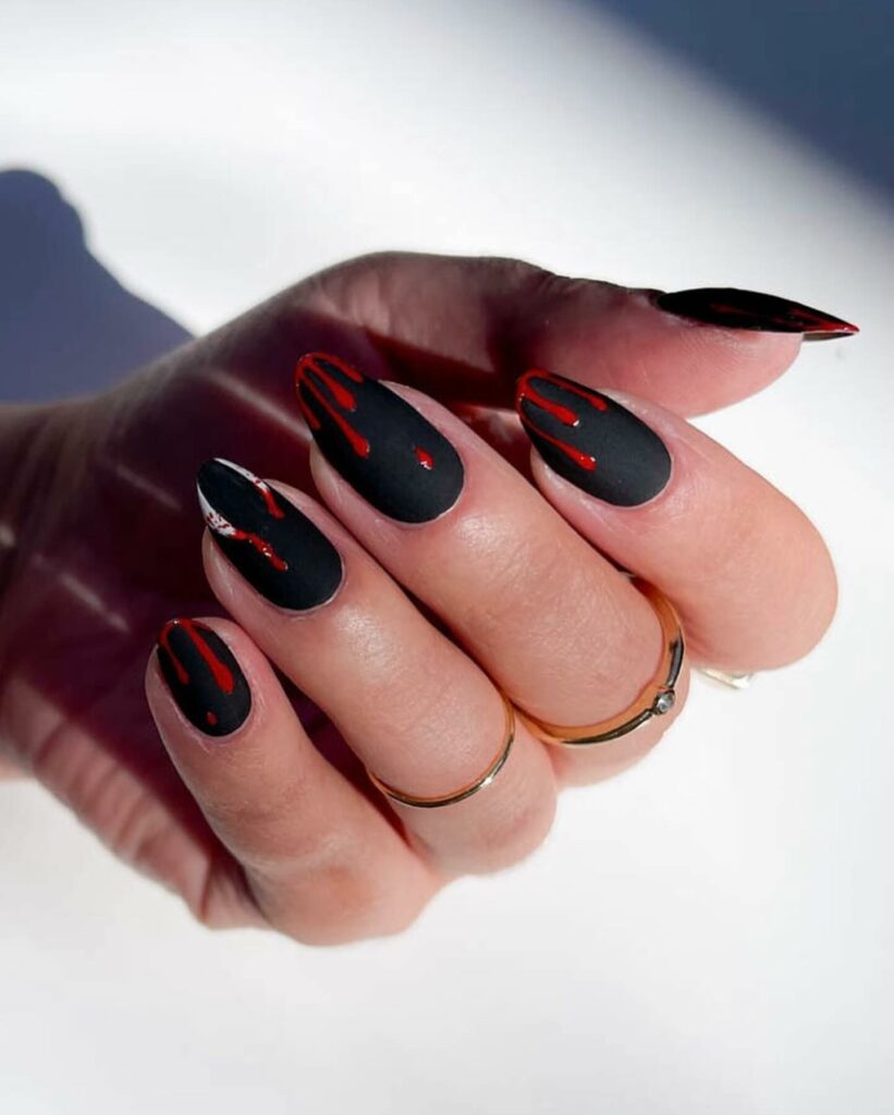 Swirling Blood Art Nails