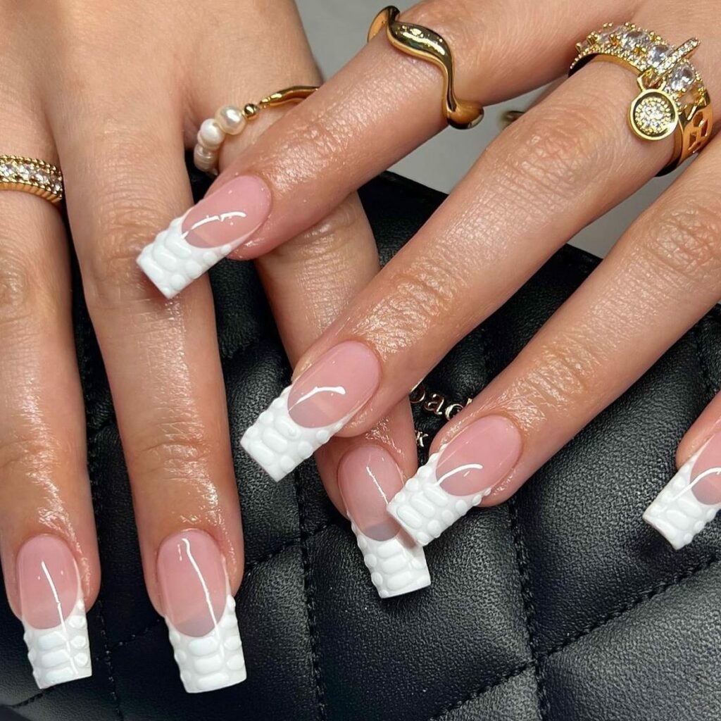 Textured Square French Nails