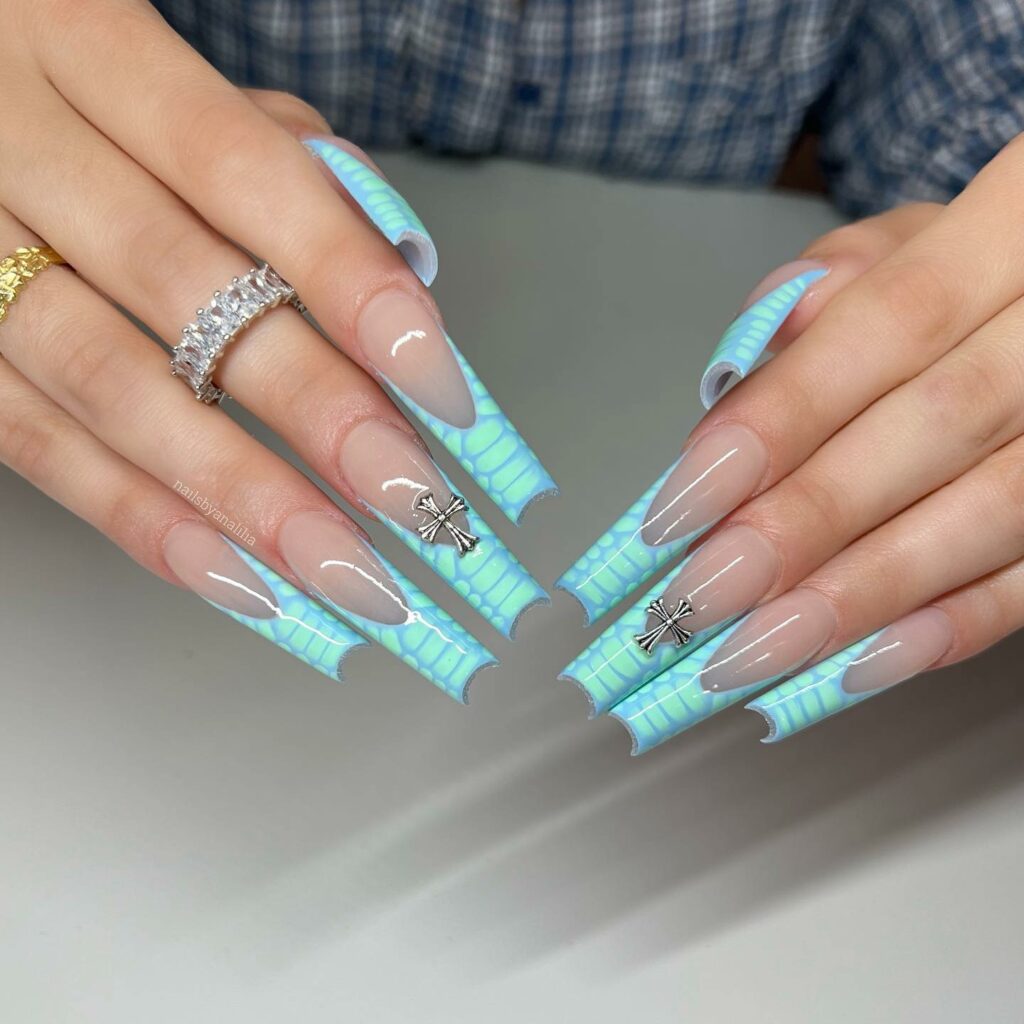 Textured Teal Nails