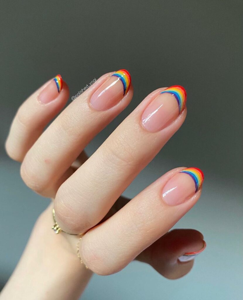 Tiny Rainbows pride nails