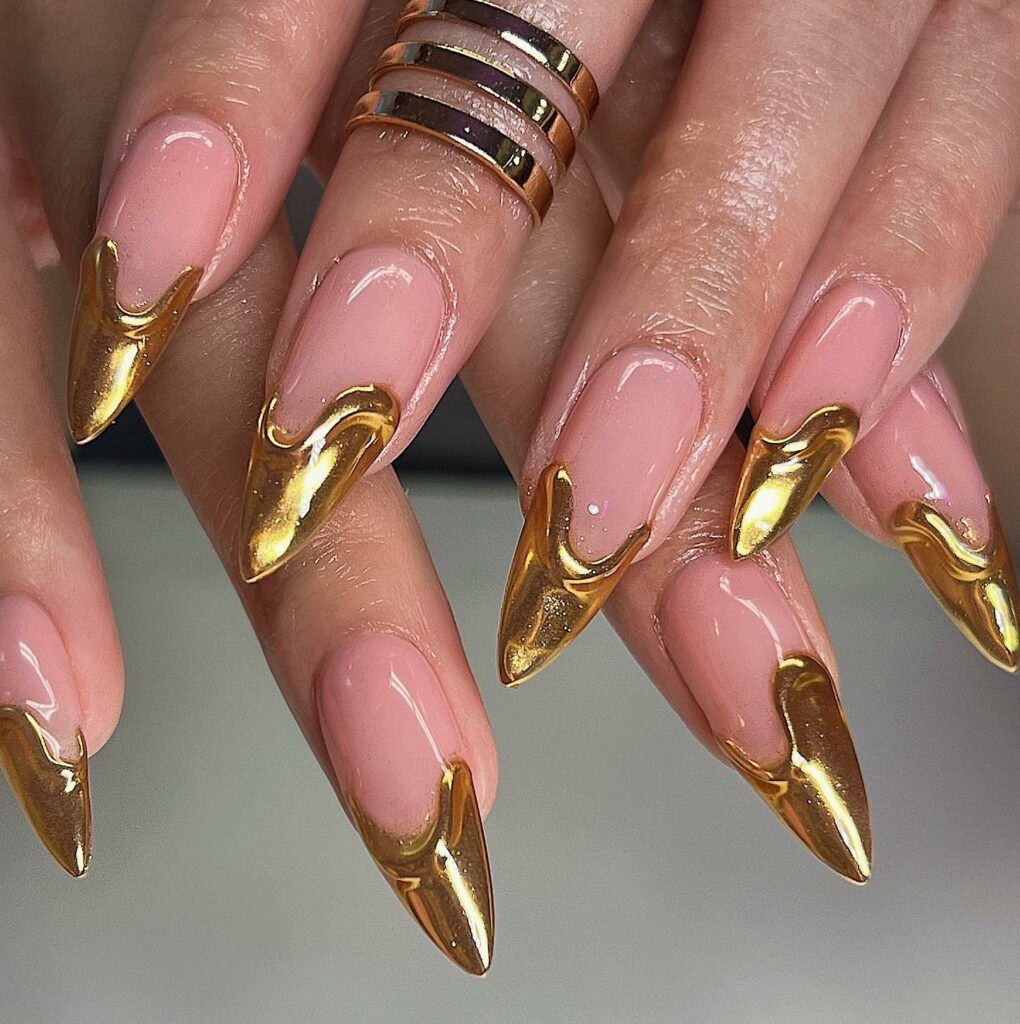 Triangular Rose Gold nails