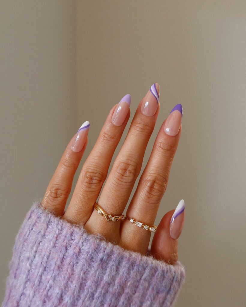 Two-Toned Tips Light Purple nails