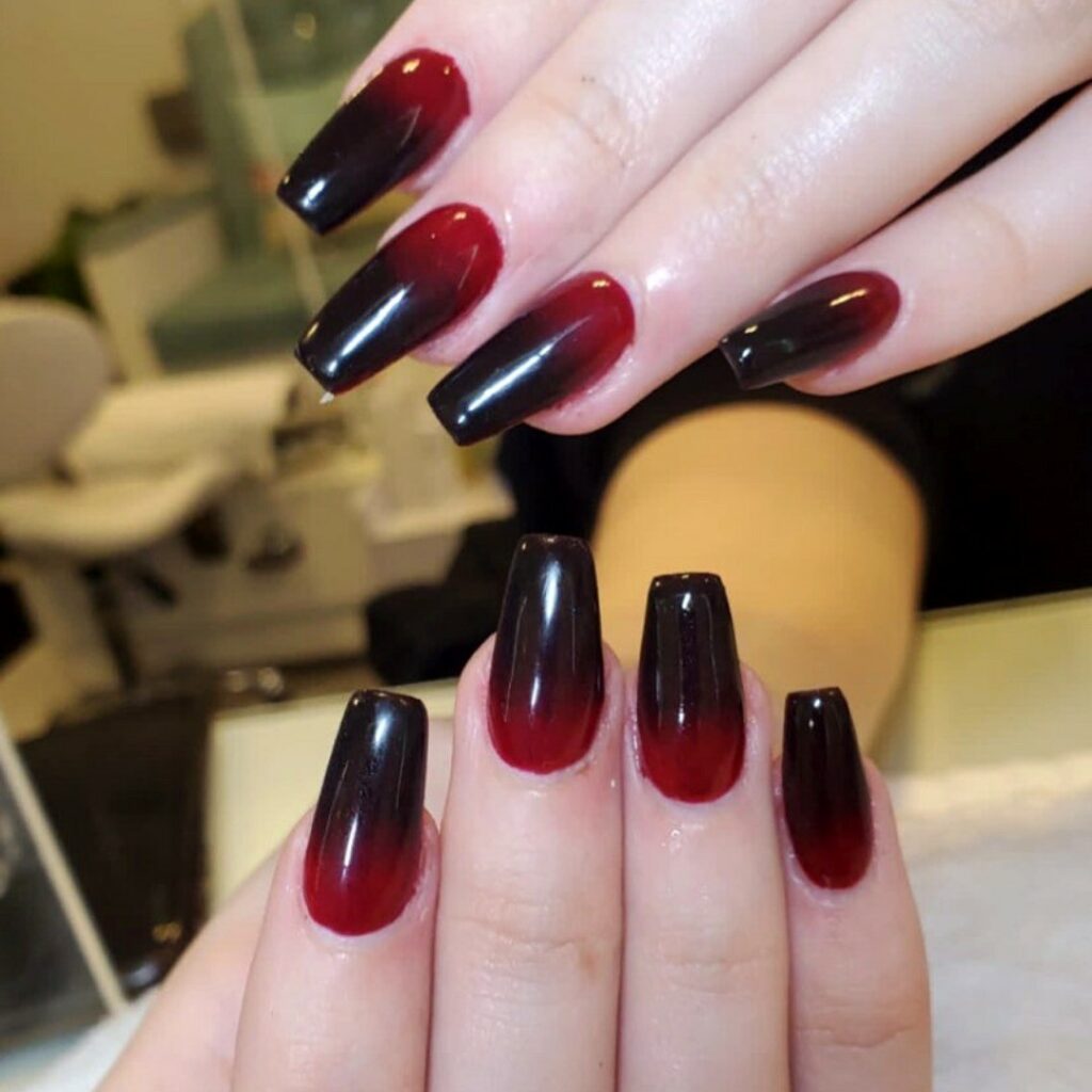 Vampy Red and Black Ombré Nails