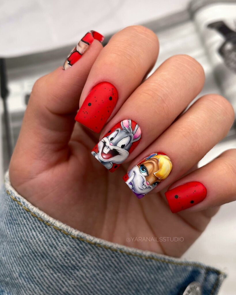 Vibrant Animated Cartoon Nails
