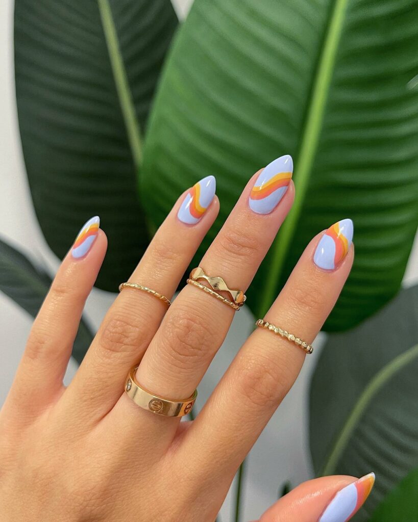 Wave pastel nails