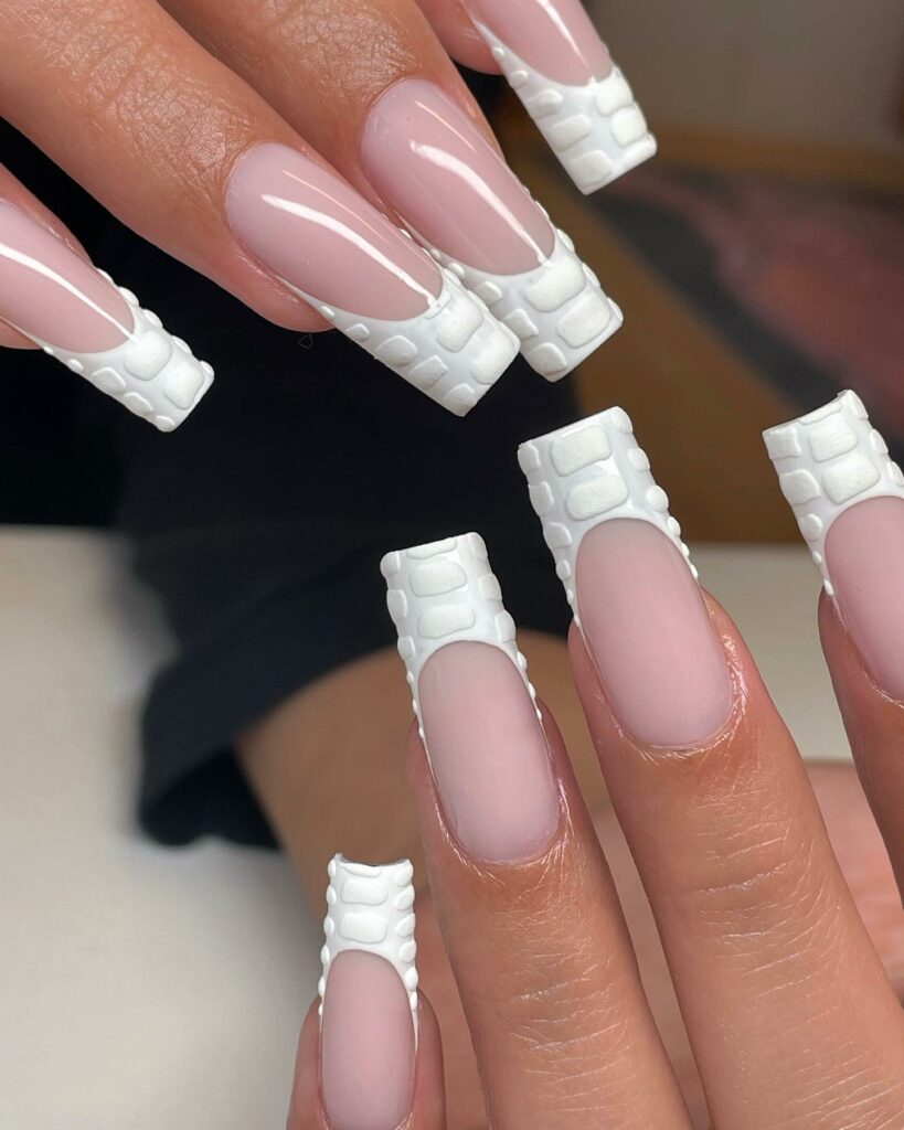 White Croc nails