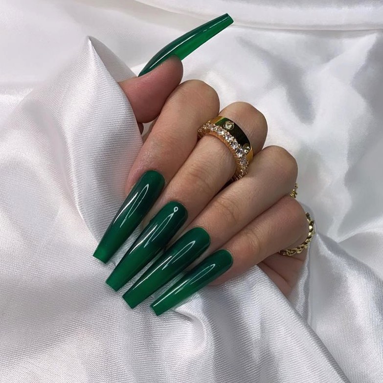 Dark Green Nails - Temu