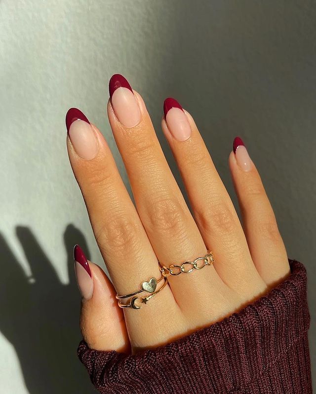 Wrapped red french nails
