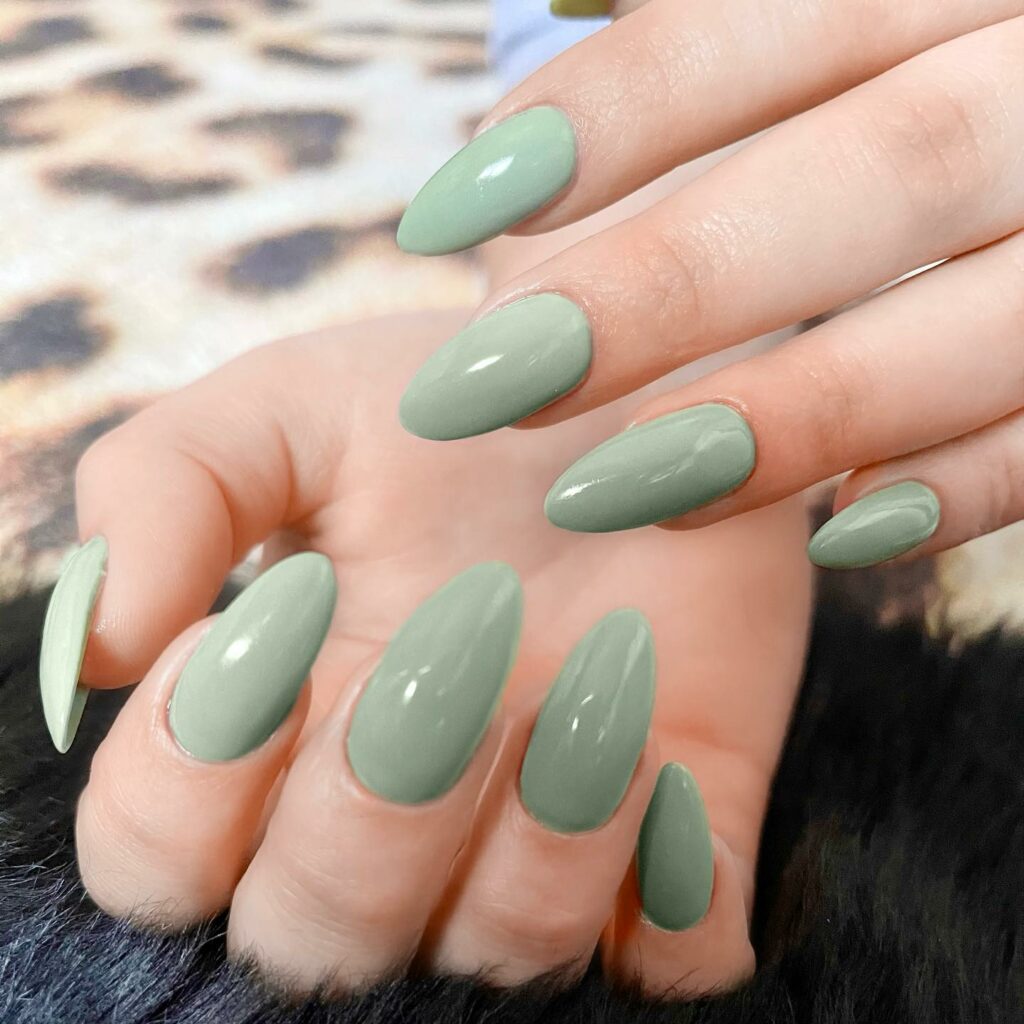 Almond-Shaped Light Green Nails