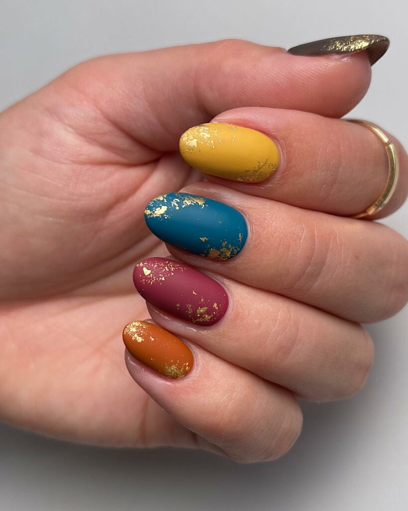 colorful foil squares Nails