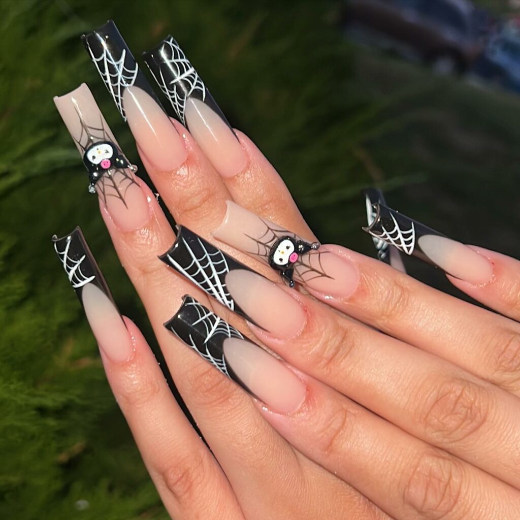colorful spider web nails