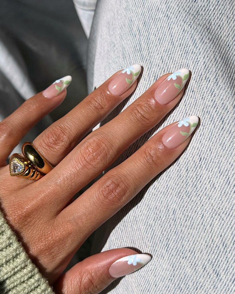 Floral French Vacation Nails
