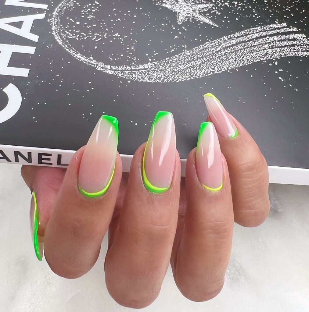 Coffin-Shaped Light Green Nails