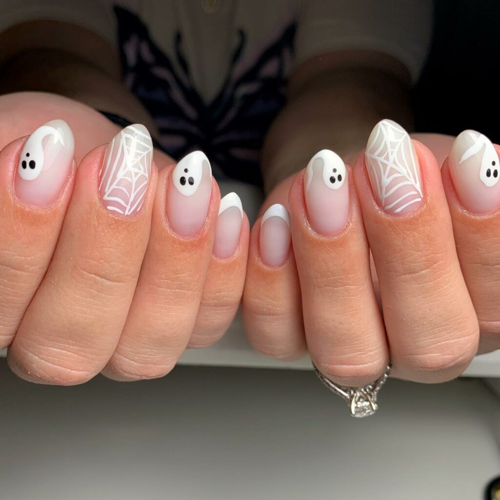 glossy Ghost Nails