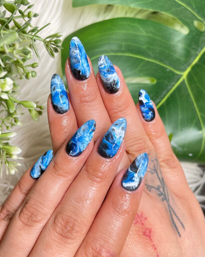 Marble Baby Blue Vacation Nails
