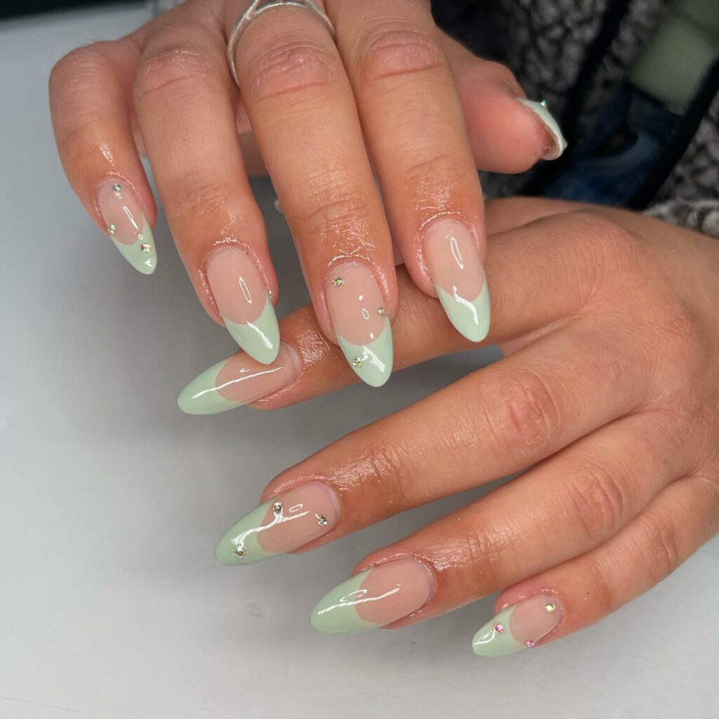 Classic Light Green French Nails