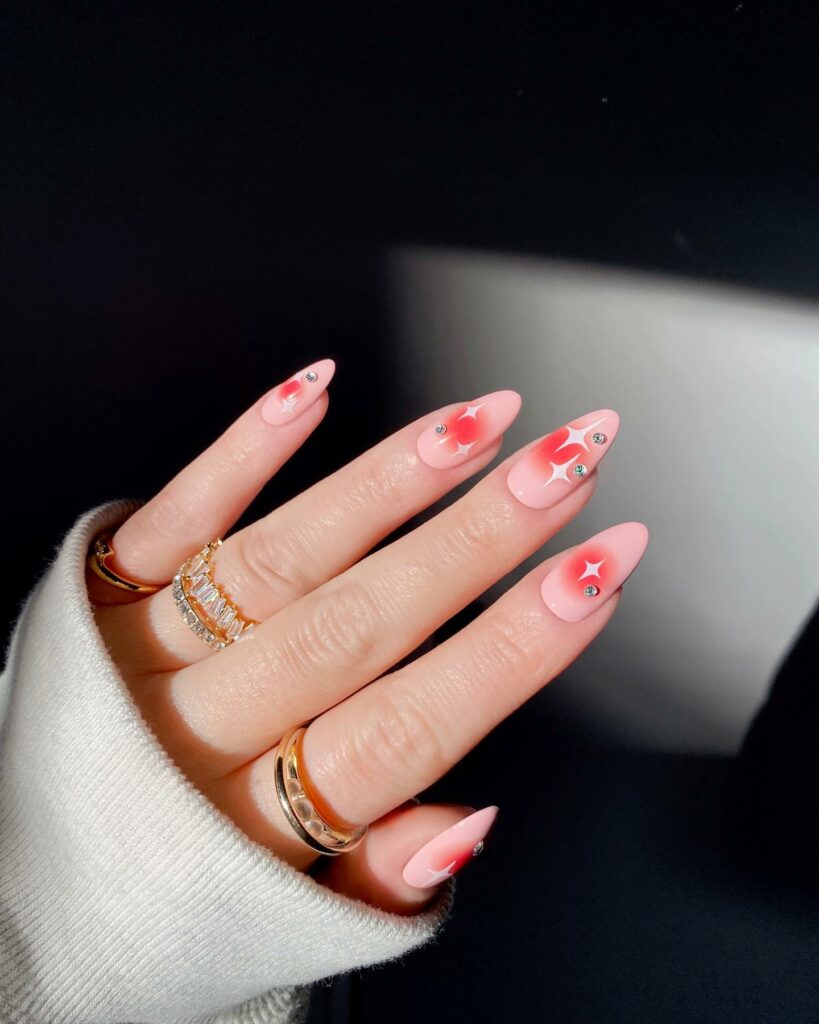 sparkle blush nails
