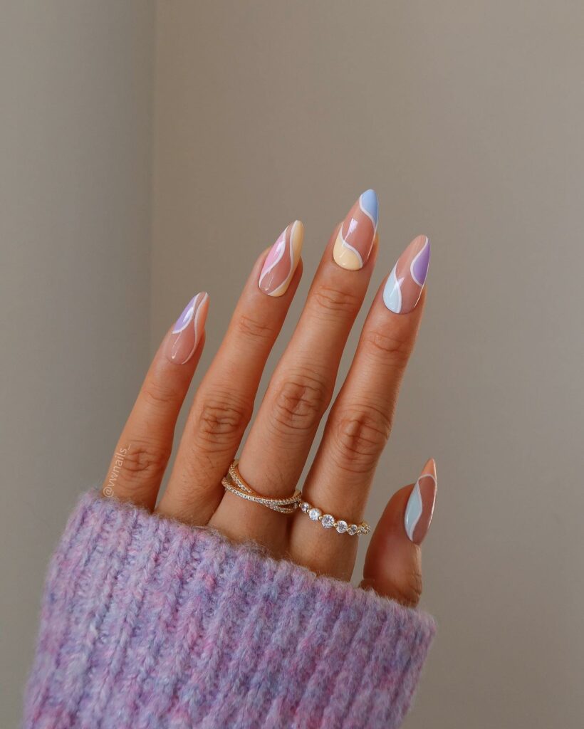 swirls pastel nails
