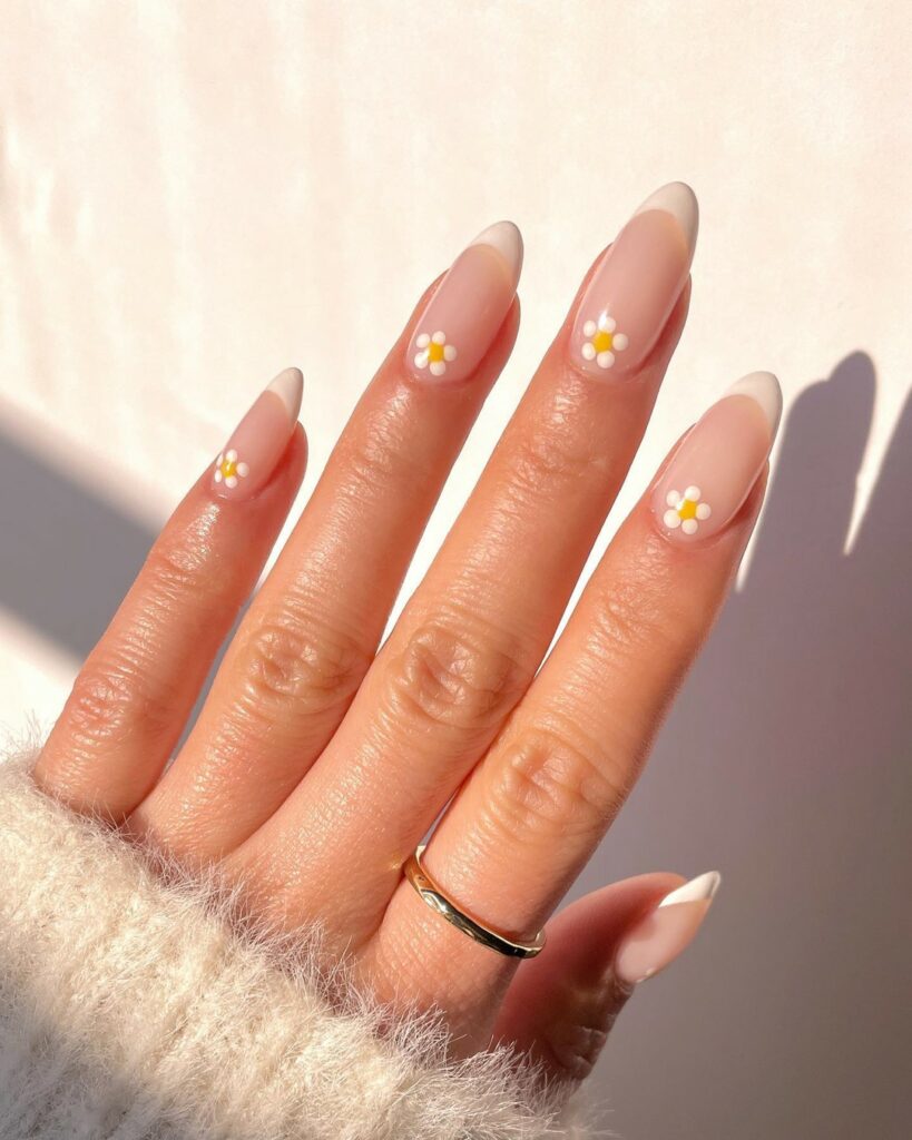 white Daisy nails
