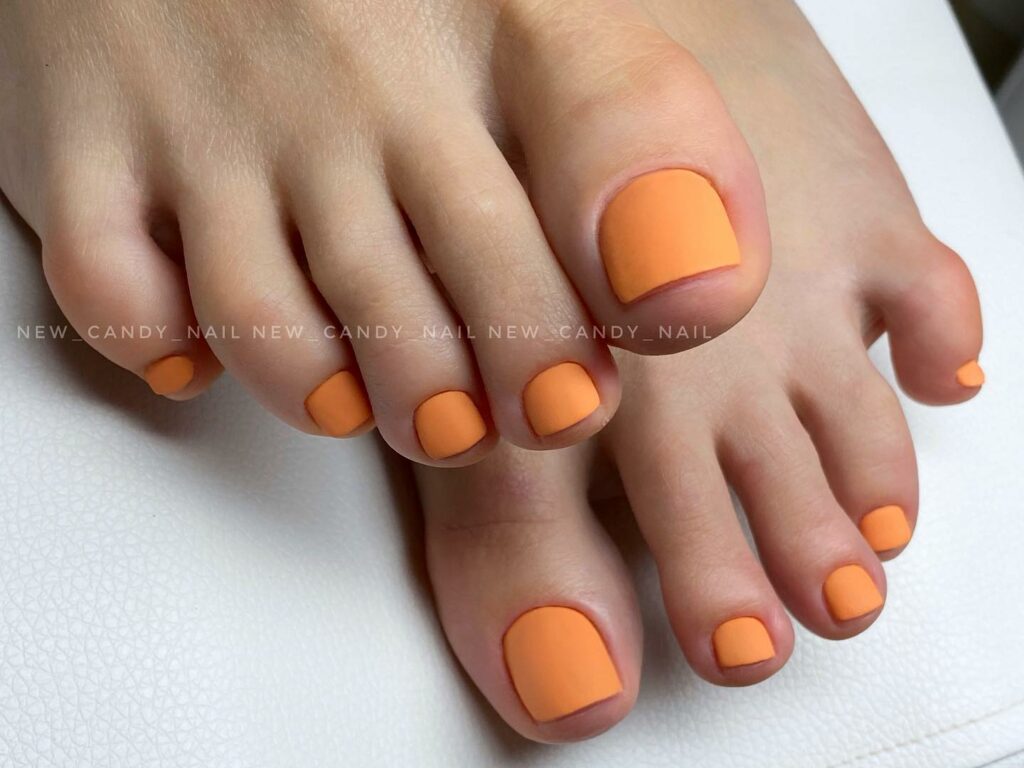 Matte Orange Pedicure