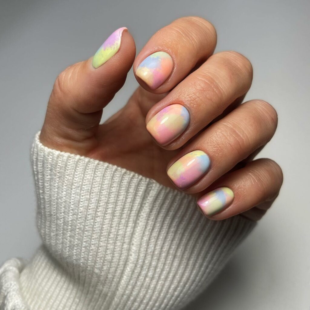 Short Cotton Candy Nails