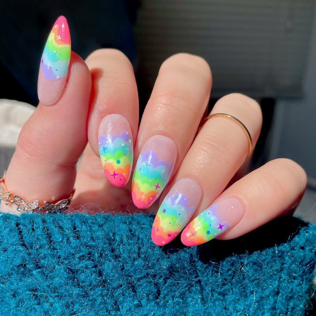 Rainbow-Inspired Cotton Candy Nails