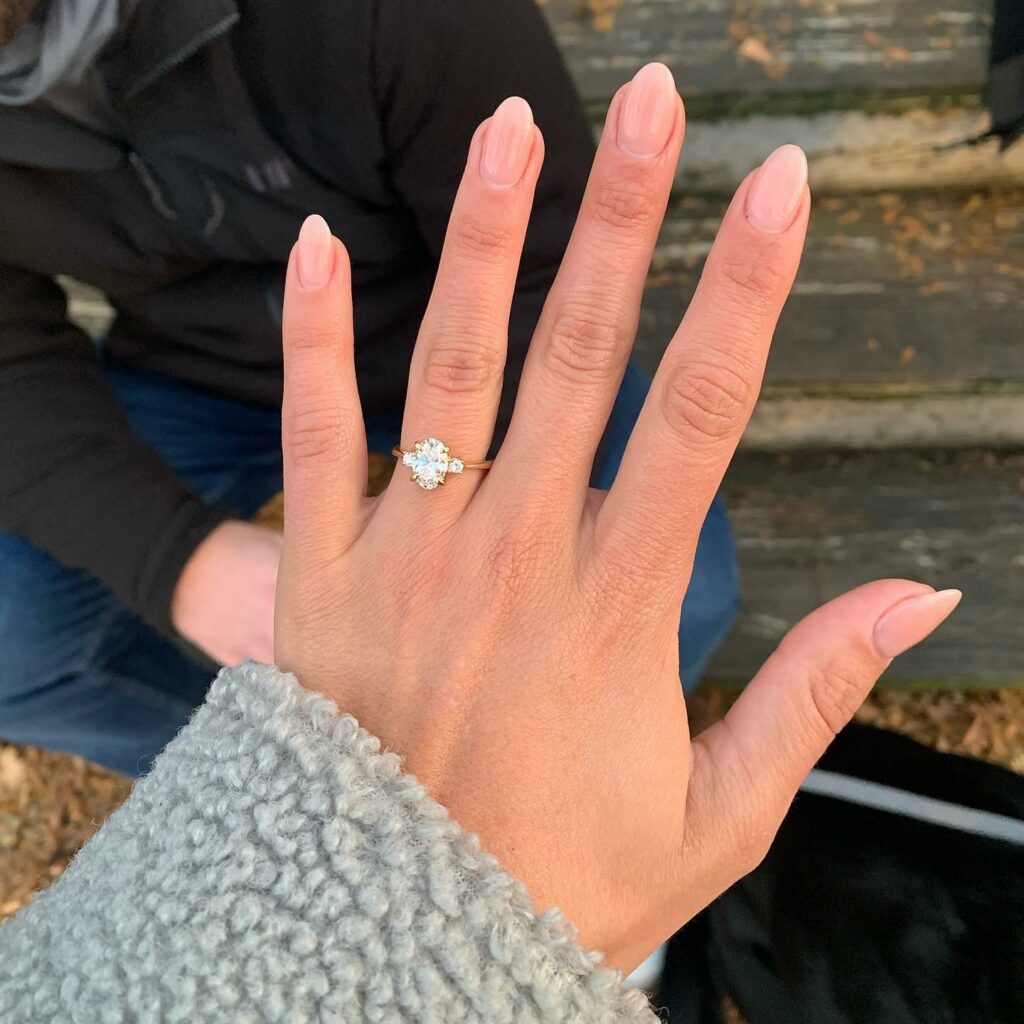 Almond Nude Engagement Nail