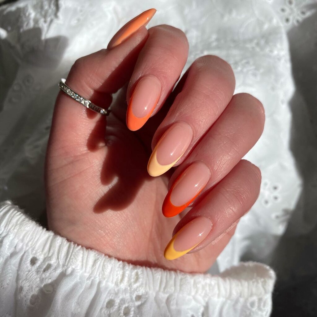 Orange French Tip Nails Series
