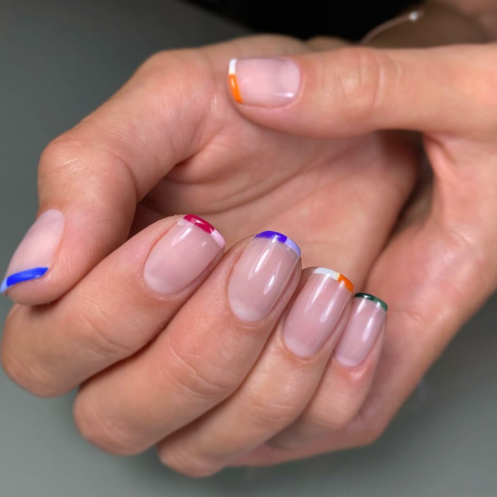 Two Color Thin French Tip Nails
