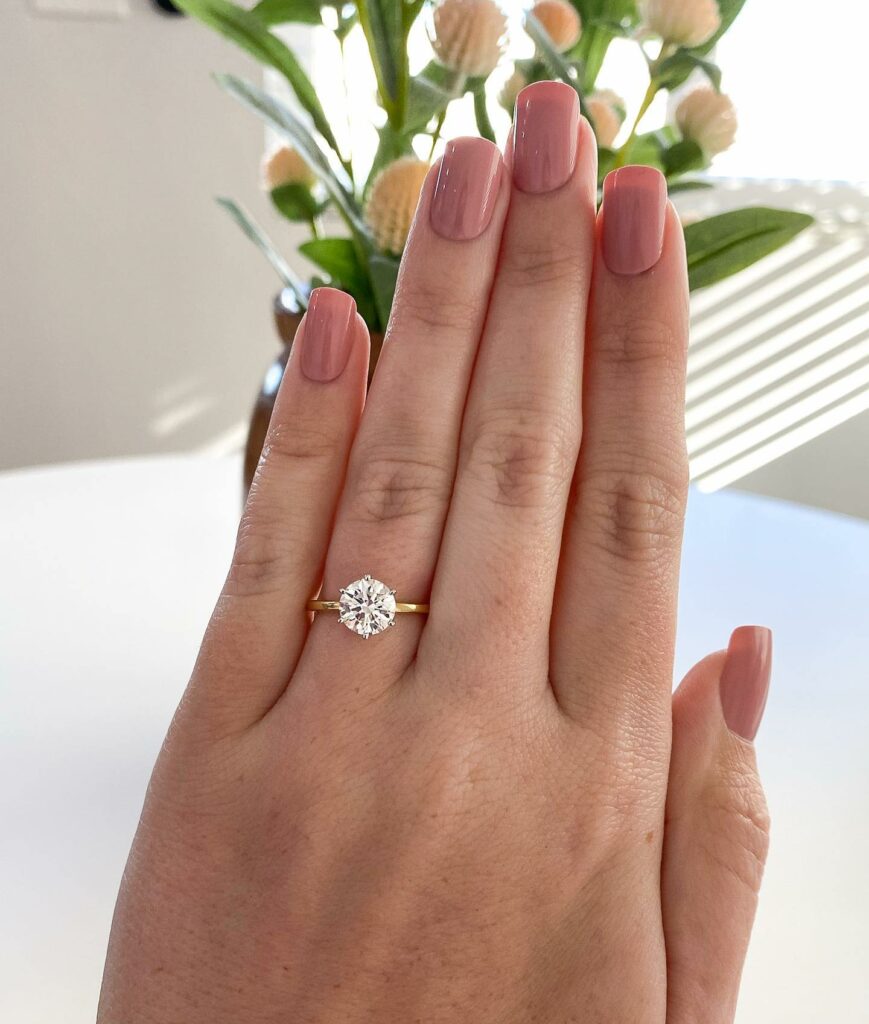 Glossy Peach Engagement Nail