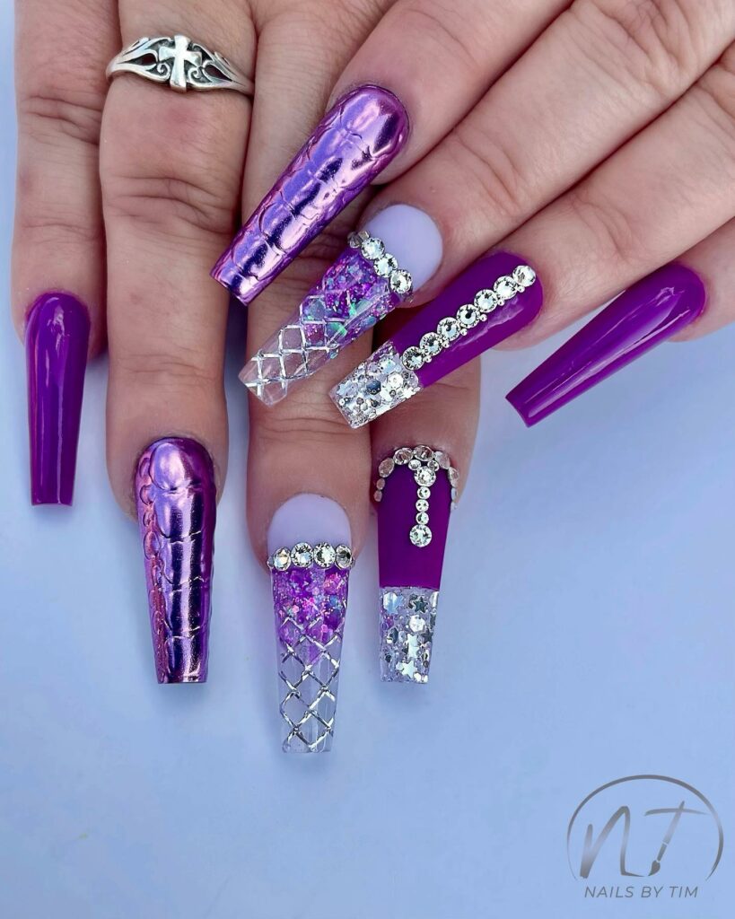 Glam Purple Coffin Nail