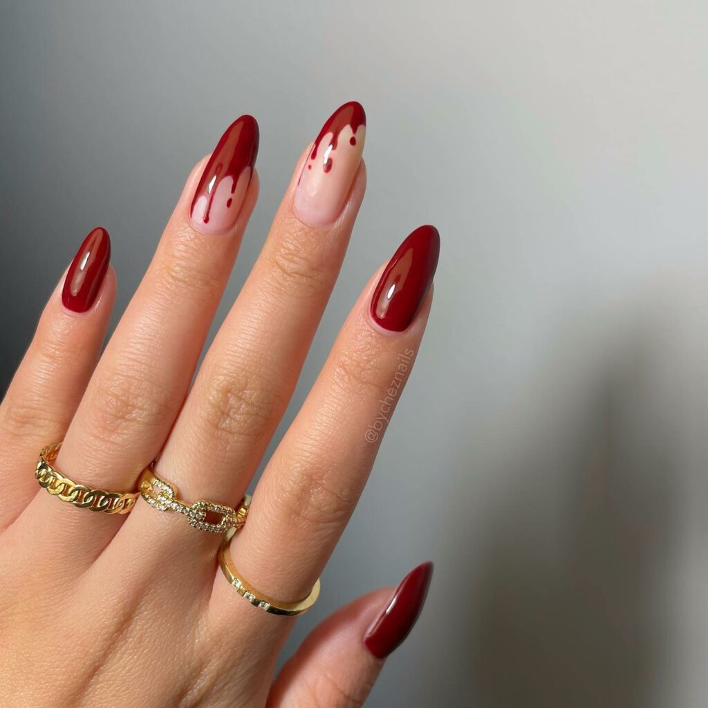 Blood-Inspired Red Almond Nails