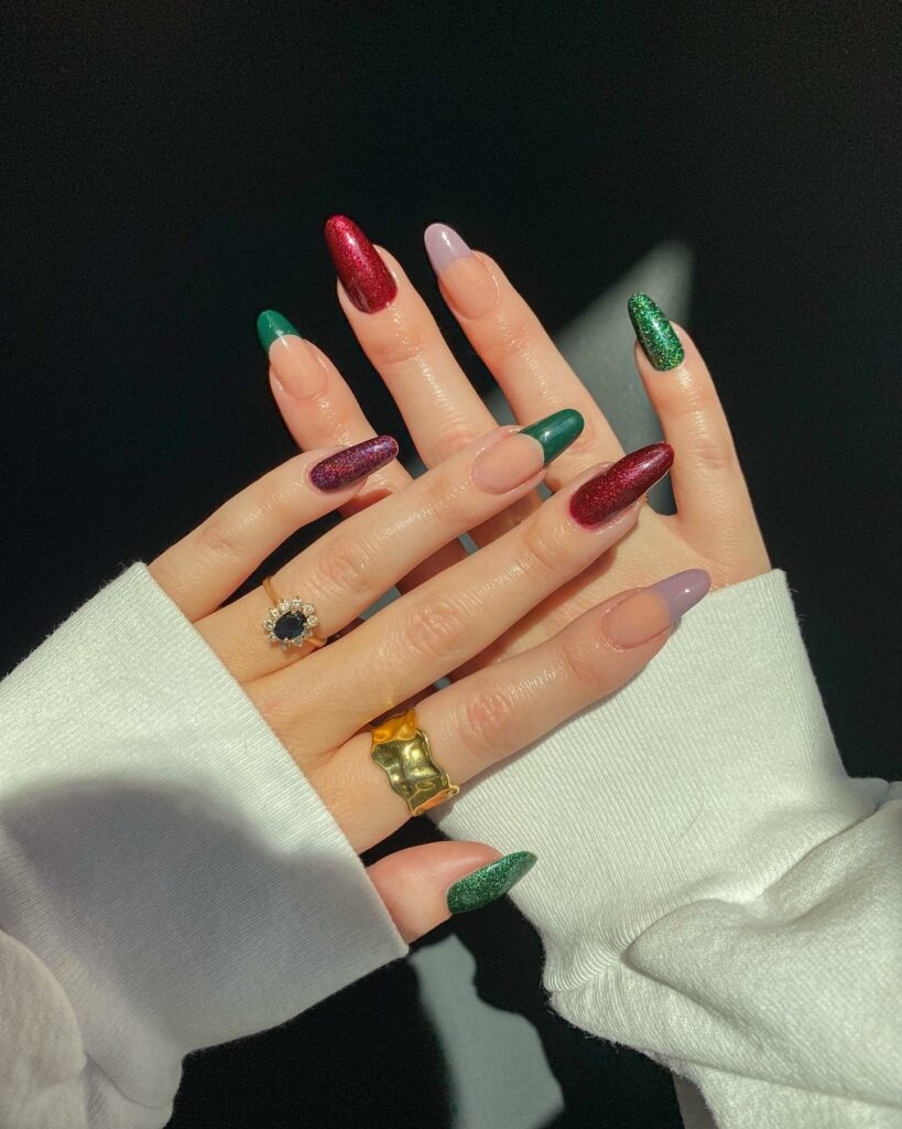 Christmas Inspired Multi-Colored Nails