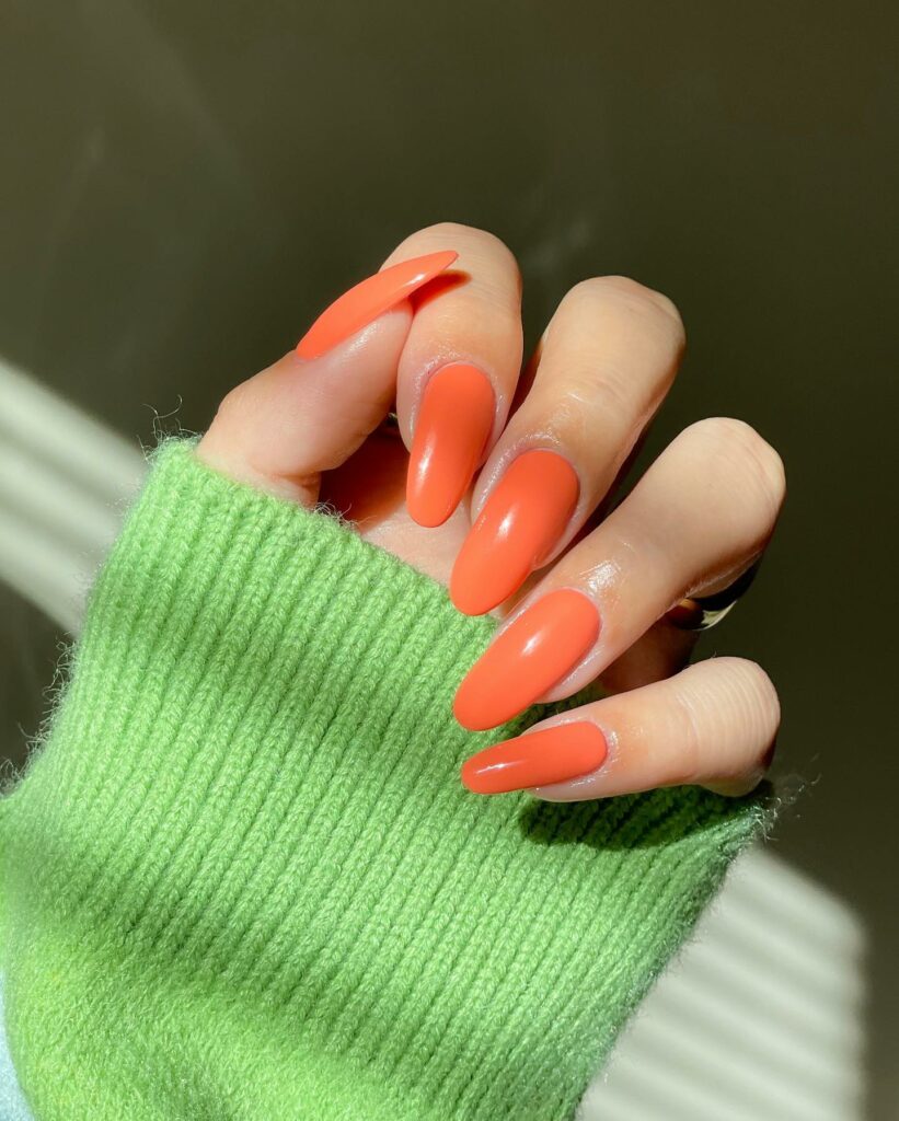 Coral Almond Nails 