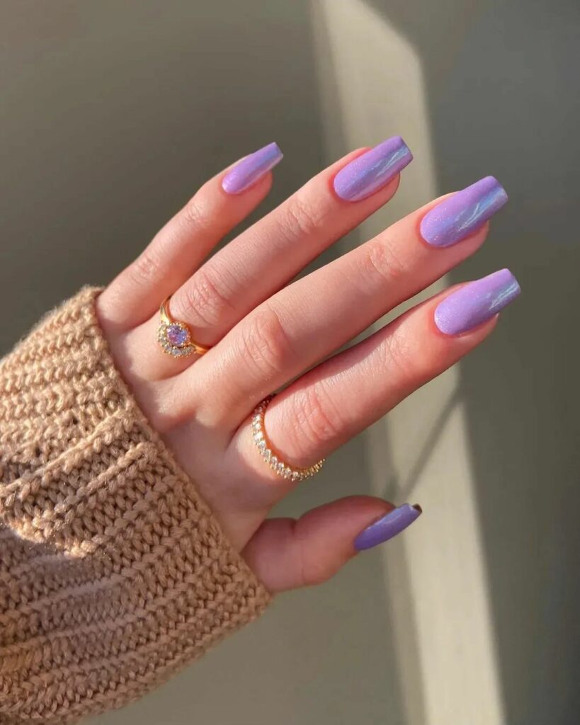 Metallic Light Purple Coffin Nail