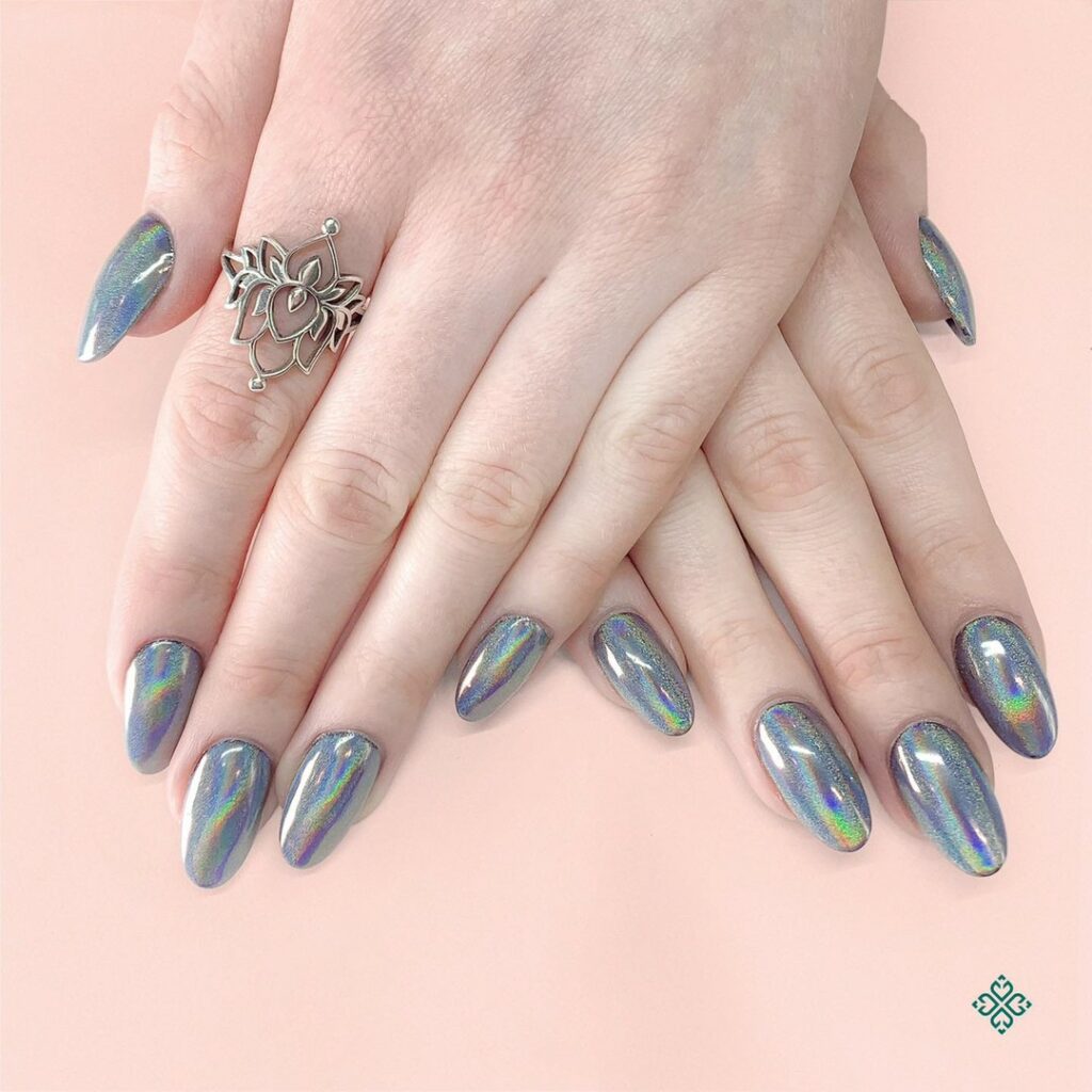 Silver Holographic Nail