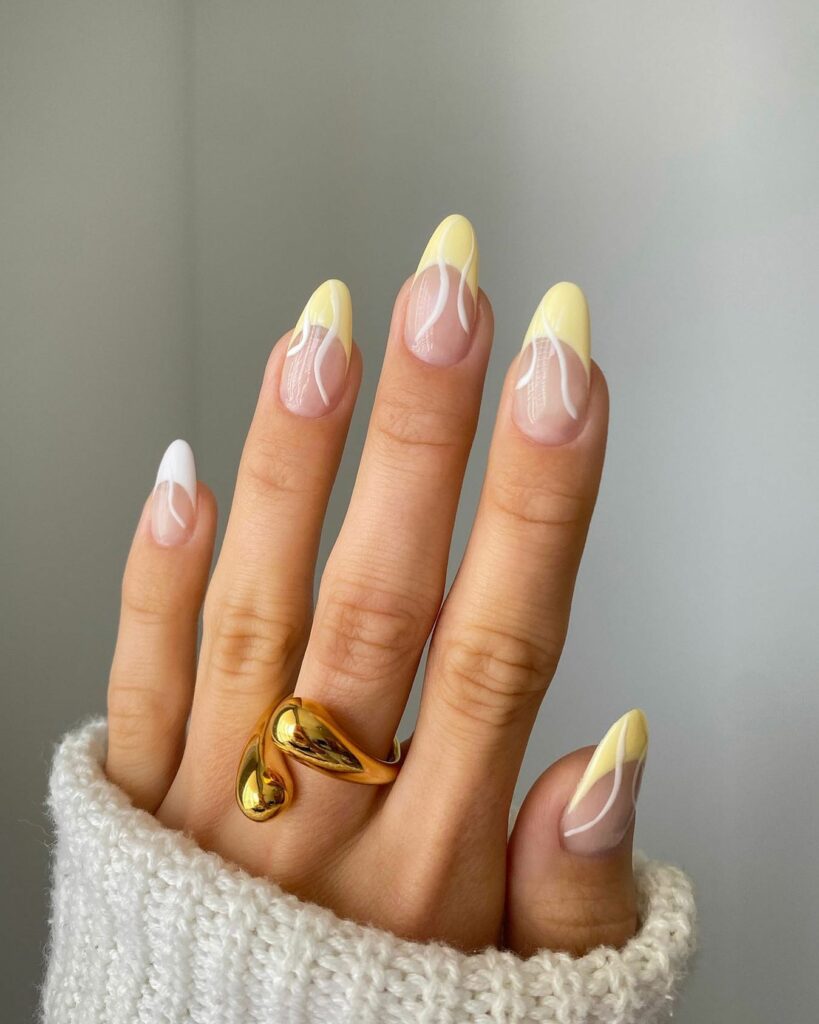 Sunshine French Nails With Rays 