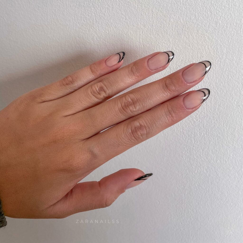 Double Black Thin French Nails