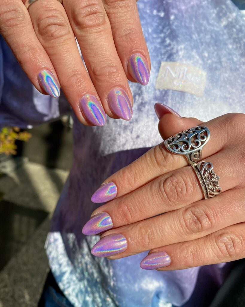 Holographic Purple Nail