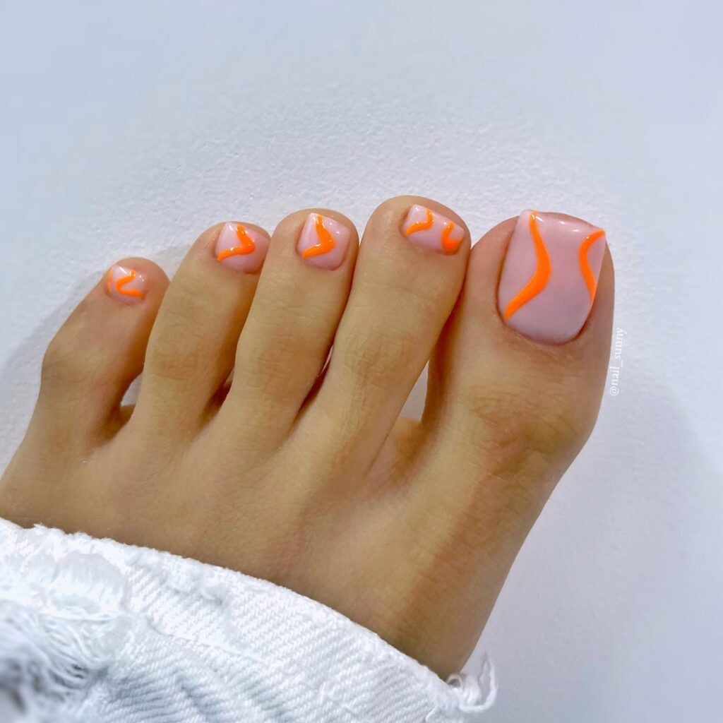 Orange Swirls Pedicure