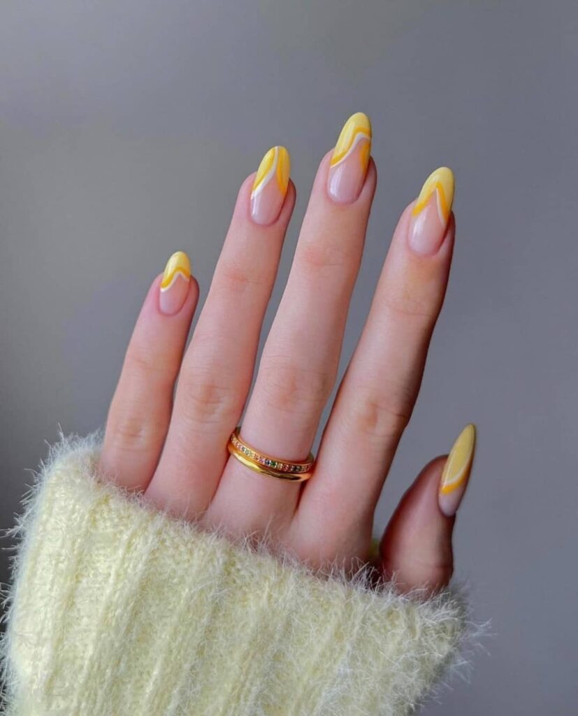 Sunshine Nails With Sunray Tip Design