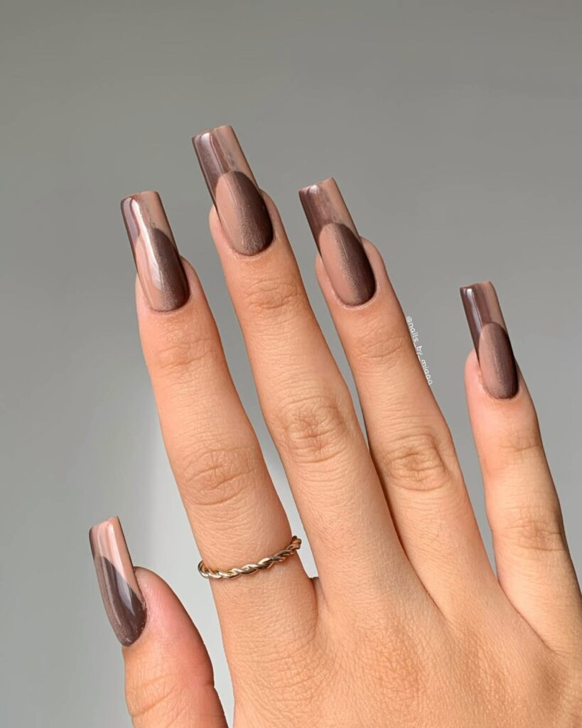 Brown Vertical Ombre French Nail