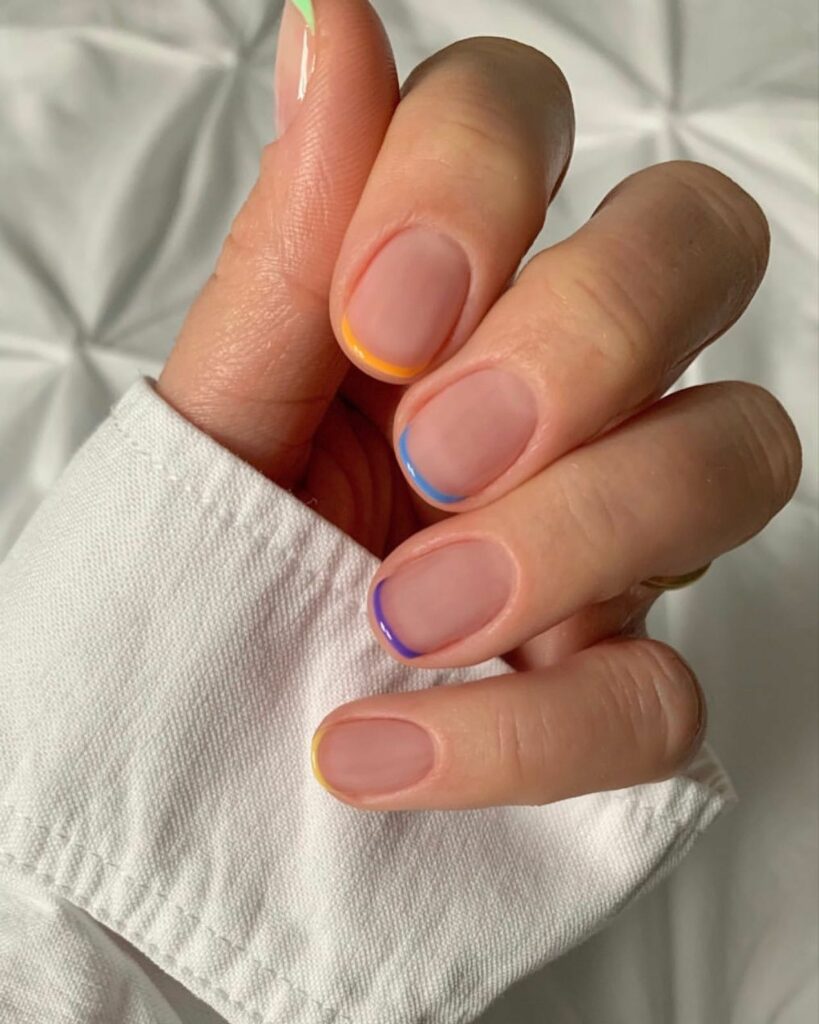 Colorful Thin French Nails