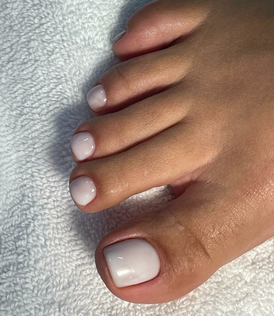 Milky White Short Pedicure Nails