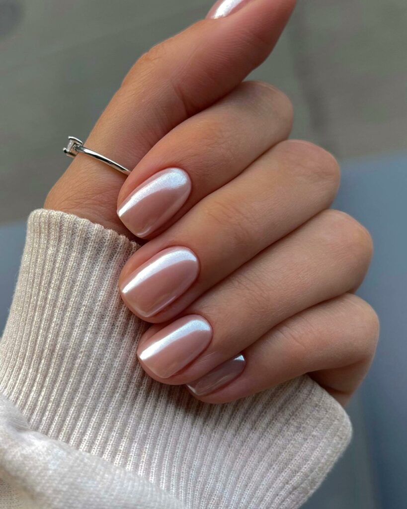 Short Square Nude Coffin Nails