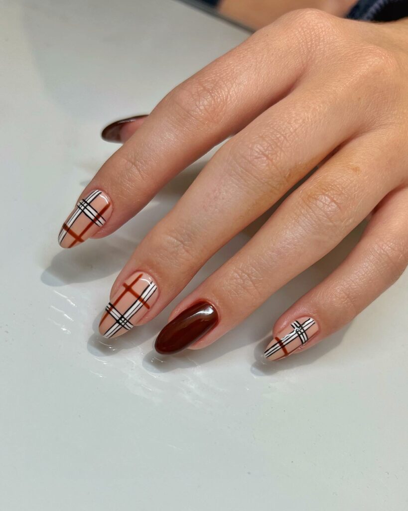 Fall Inspired Plaid Nails