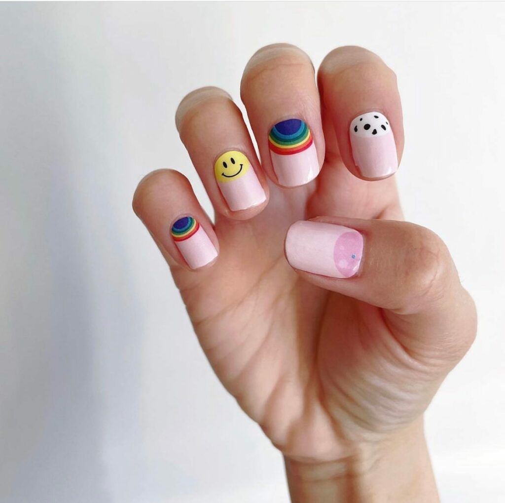 Creative Rainbow Smile Nails