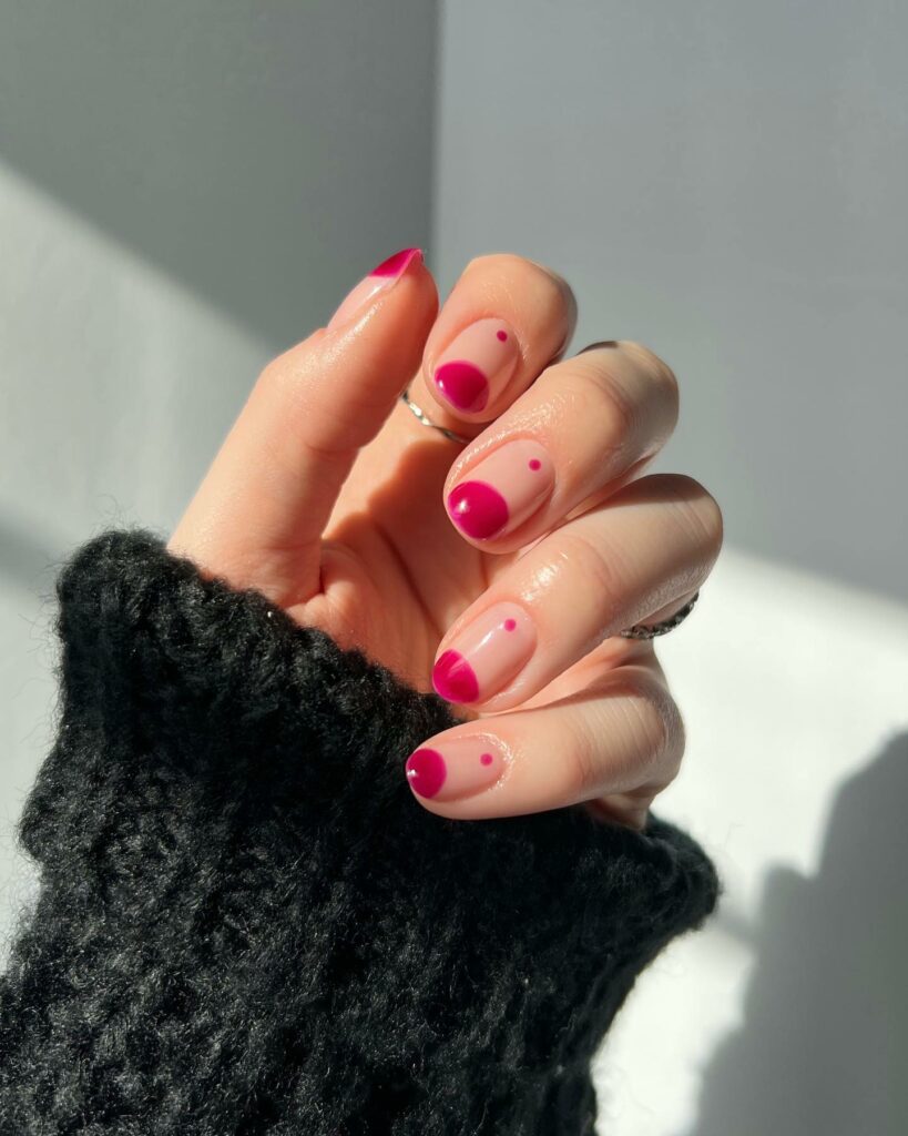 Abstract Art on Short Pink Nails