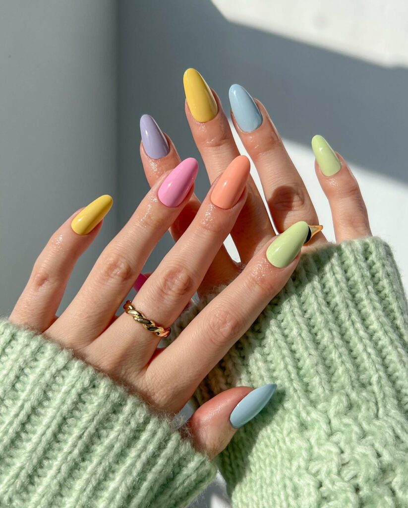 Pastel Multi-Colored Nails