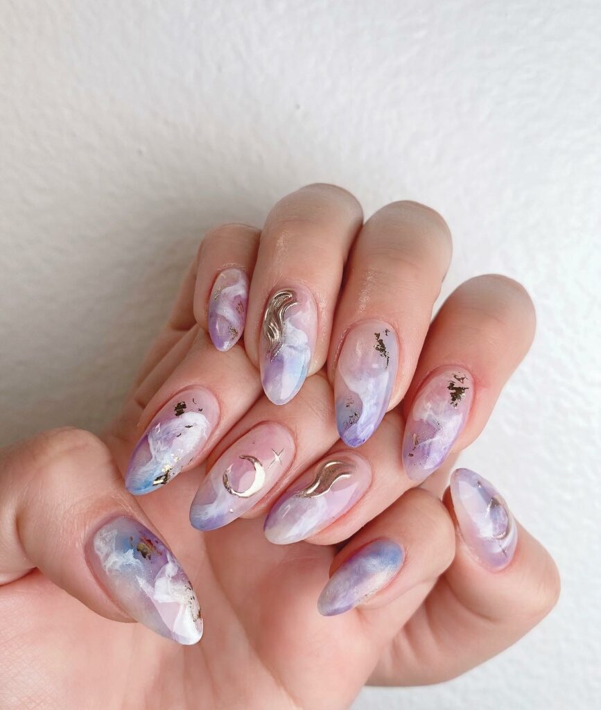 Cotton Candy Moon Night Nails